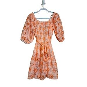 Lilly Pulitzer Orange Floral Puff-Sleeve Sundress